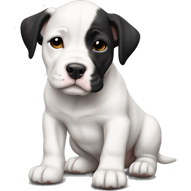 Black and white English staffordshire puppy full body emoji