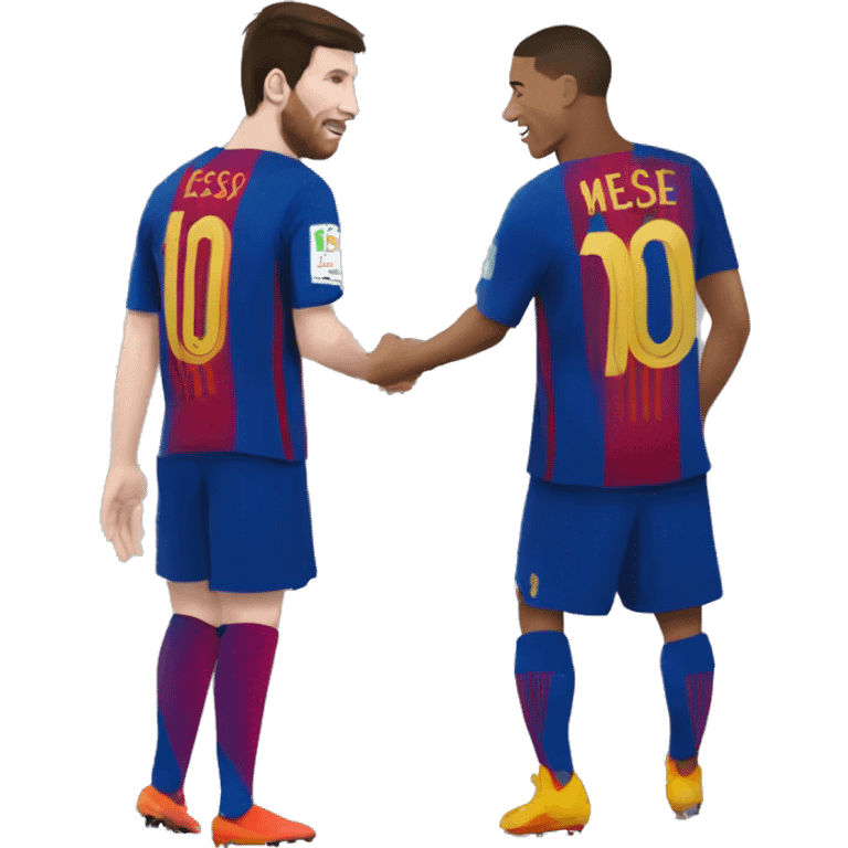 Leonel Messi a remorque Kilian mbappe sur un âne et ils saluent les gengs emoji