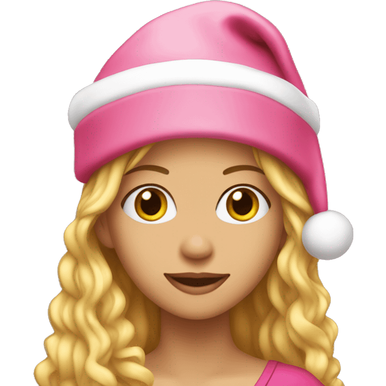 shakira with pink santa hat emoji