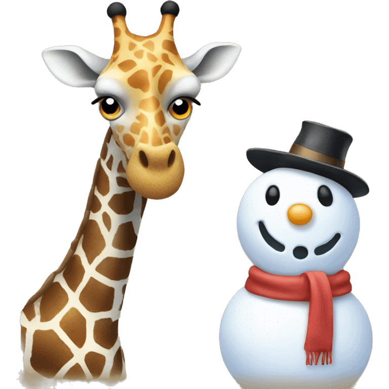 Snowman and giraffe emoji