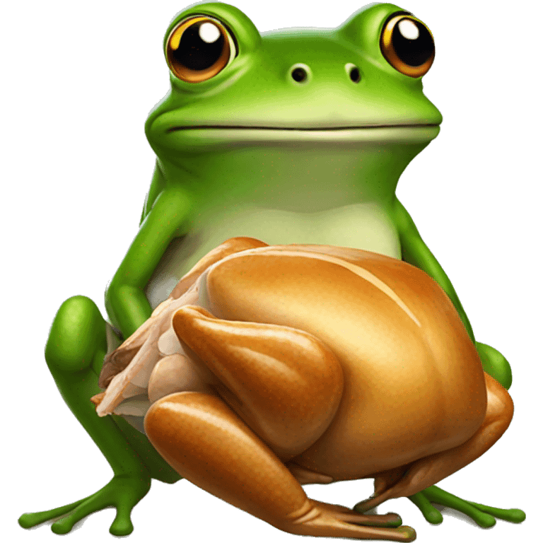 frog holding a turkey emoji