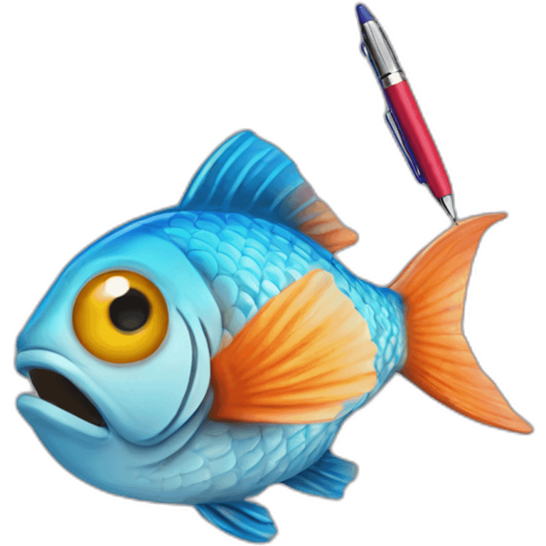 fish holding ballpoint emoji