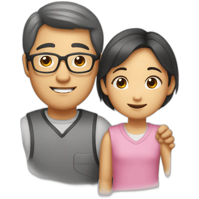 An Asian dad with glasses and his daughter  emoji