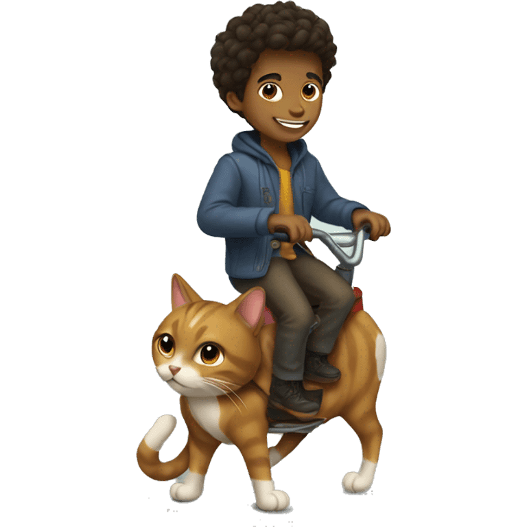 brown boy riding a cat emoji