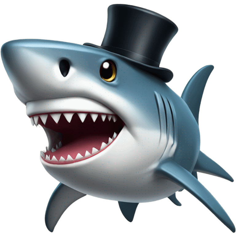 Shark with a top hat emoji