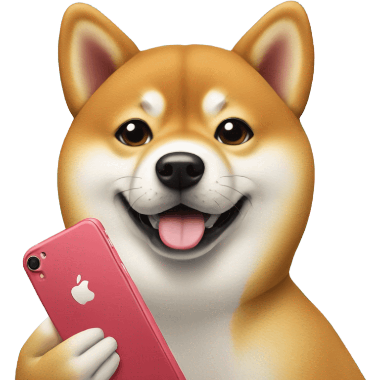 Shiba Inu influencer holding an iPhone  emoji