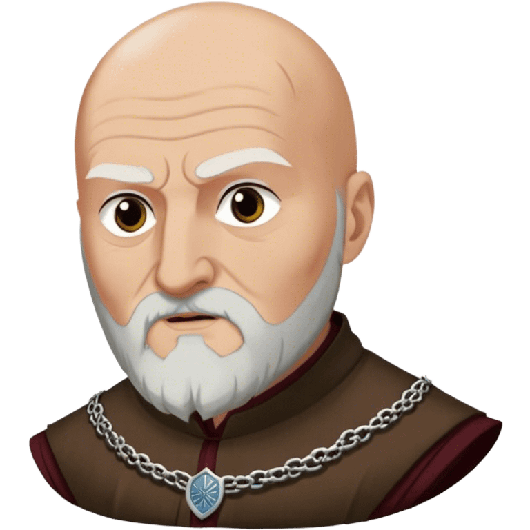 Brynden Tully from game of thrones, white beard, bald head emoji