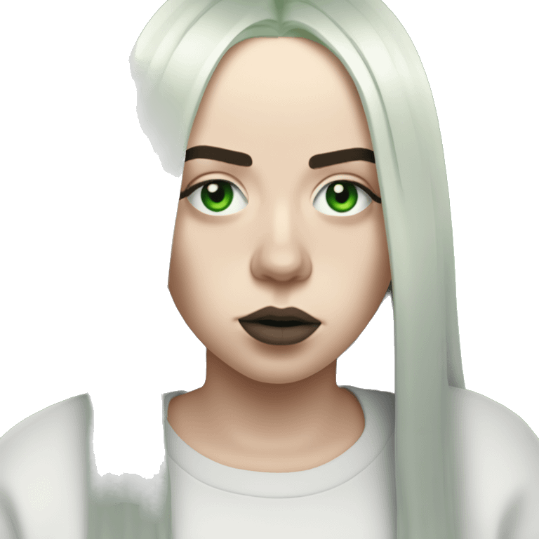 billie eilish avec des racines vertes et des cheveux noir emoji