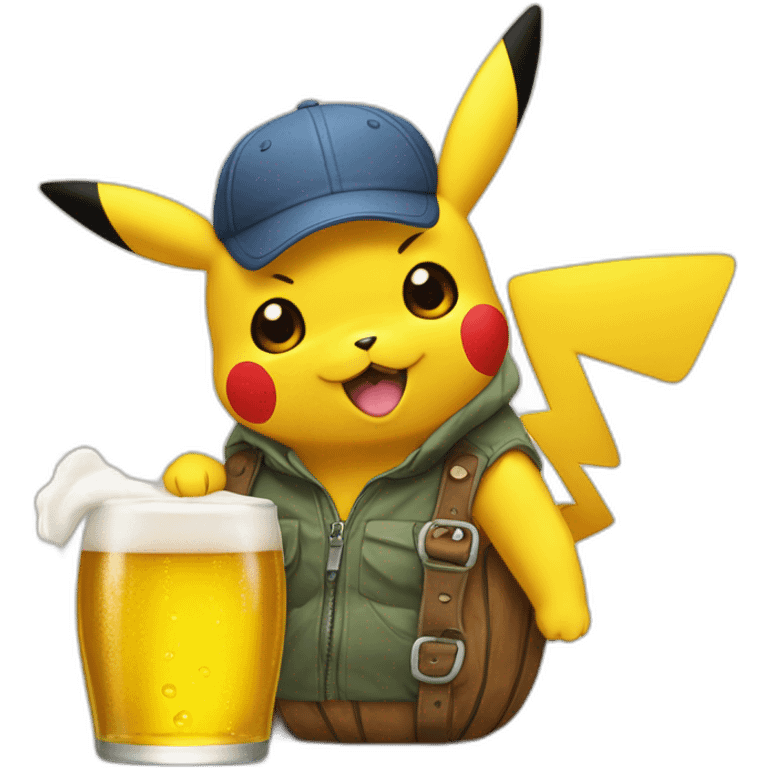 Pikachu buvant une bière emoji