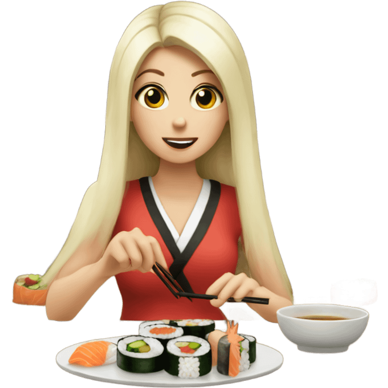 Noelle eating sushi emoji