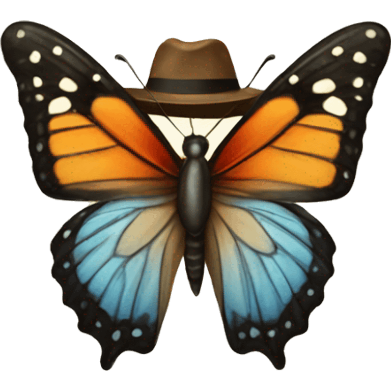 Butterfly with a hat emoji