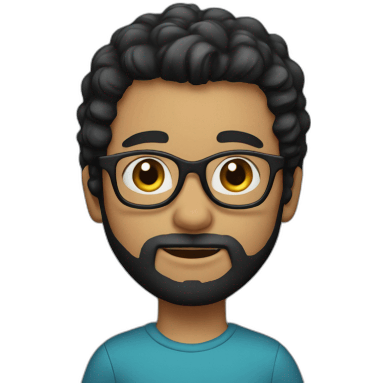 boy with stray hair, glasses and black beard emoji