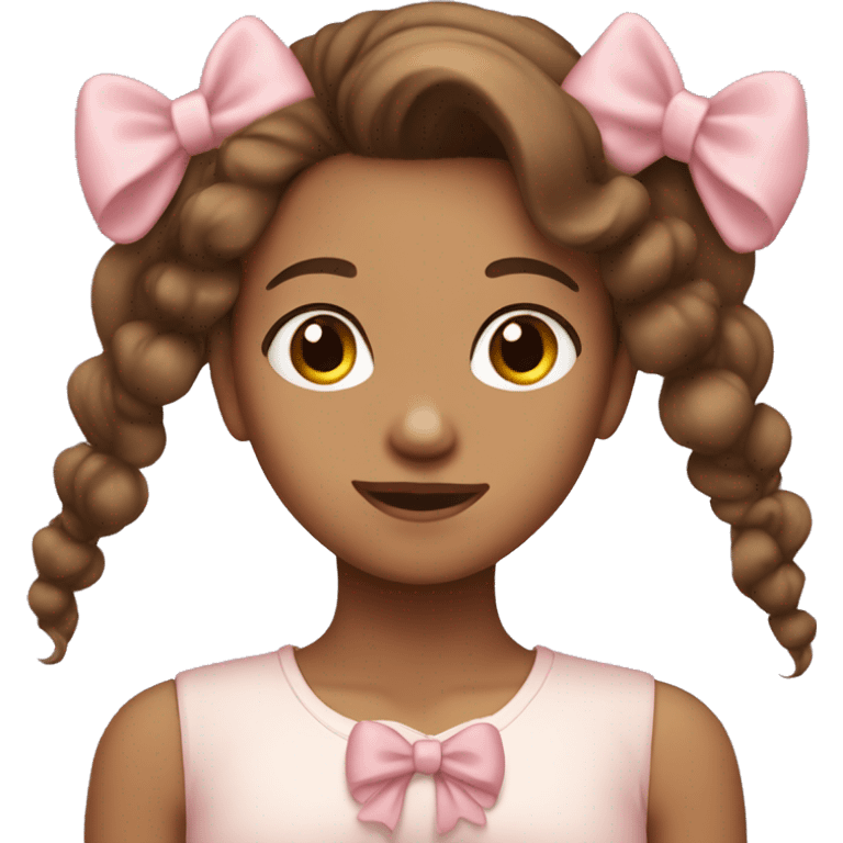 brown long haired girl with light pink bow in hair emoji