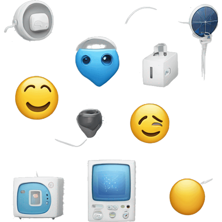 Draw an emoji representing various IoT devices such as a smart home, smart watches and sensors connected to a network emoji