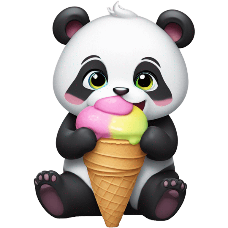 Panda eating ice cream emoji