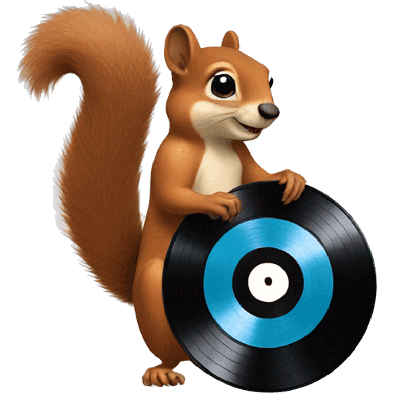 squirrel holding a vinyl record emoji