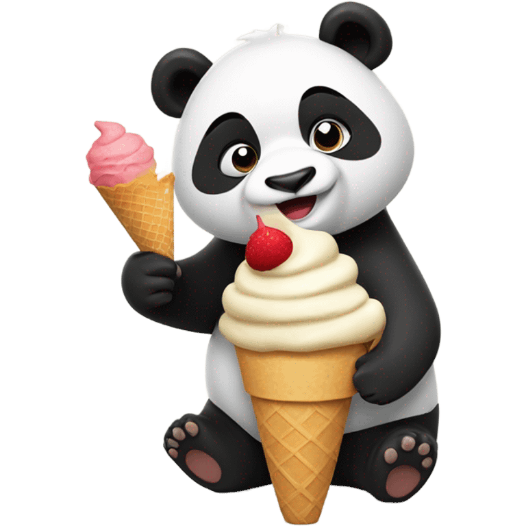 Panda eating ice cream emoji