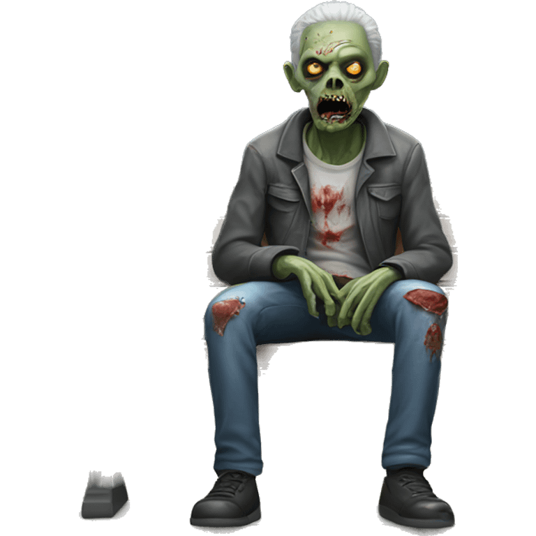 Hyperrealistic Zombie sitting on a park bench  emoji