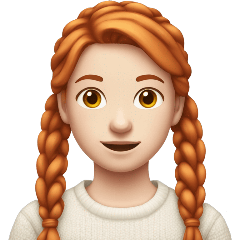 Red-haired girl in pigtails with pale skin white sweater emoji