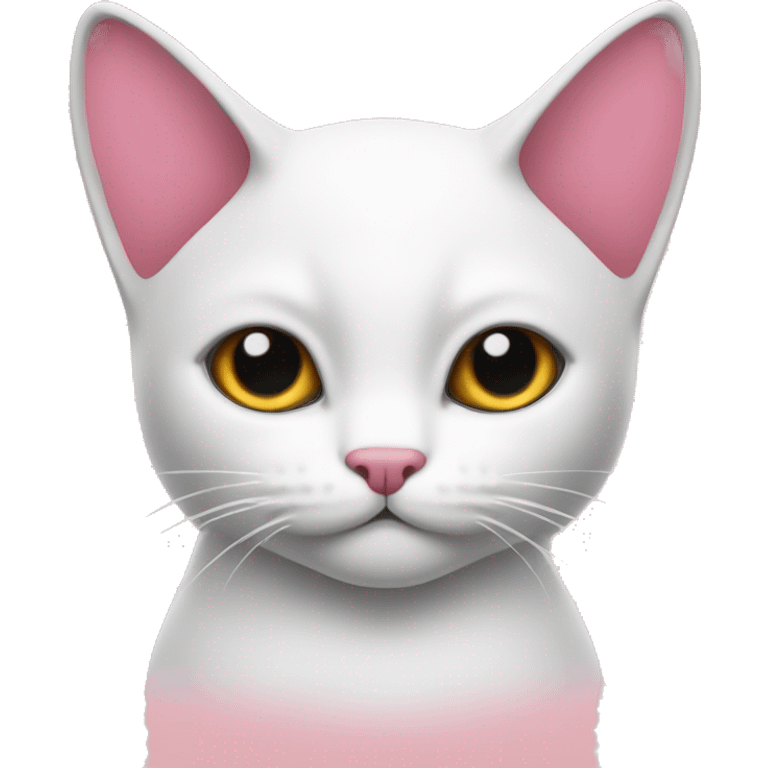 Gato blanco con un moño rosa  emoji