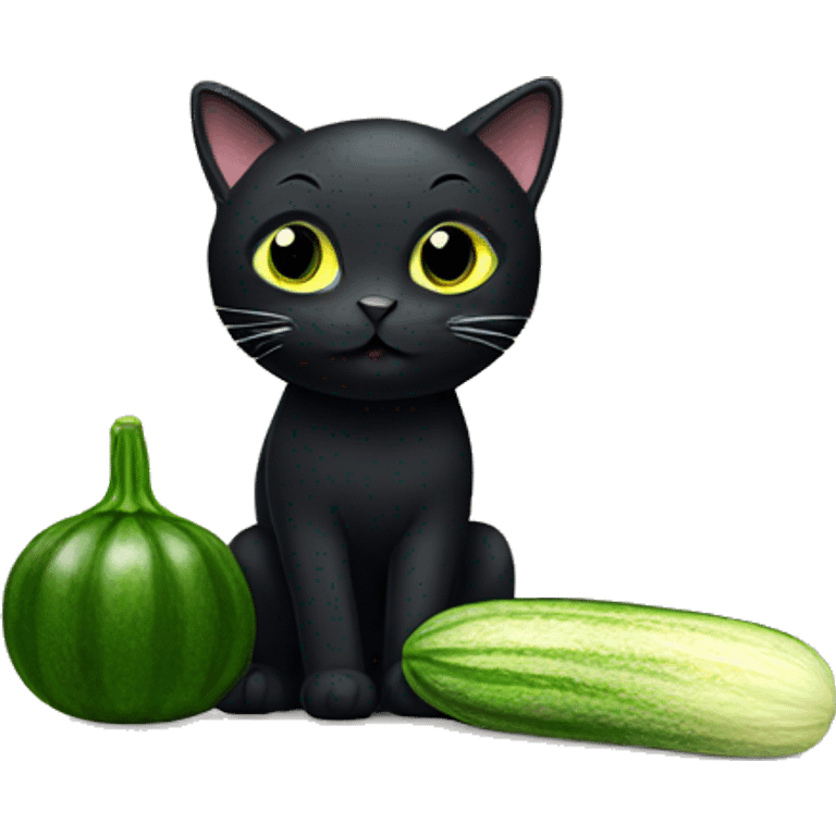 Black cat with zucchini emoji