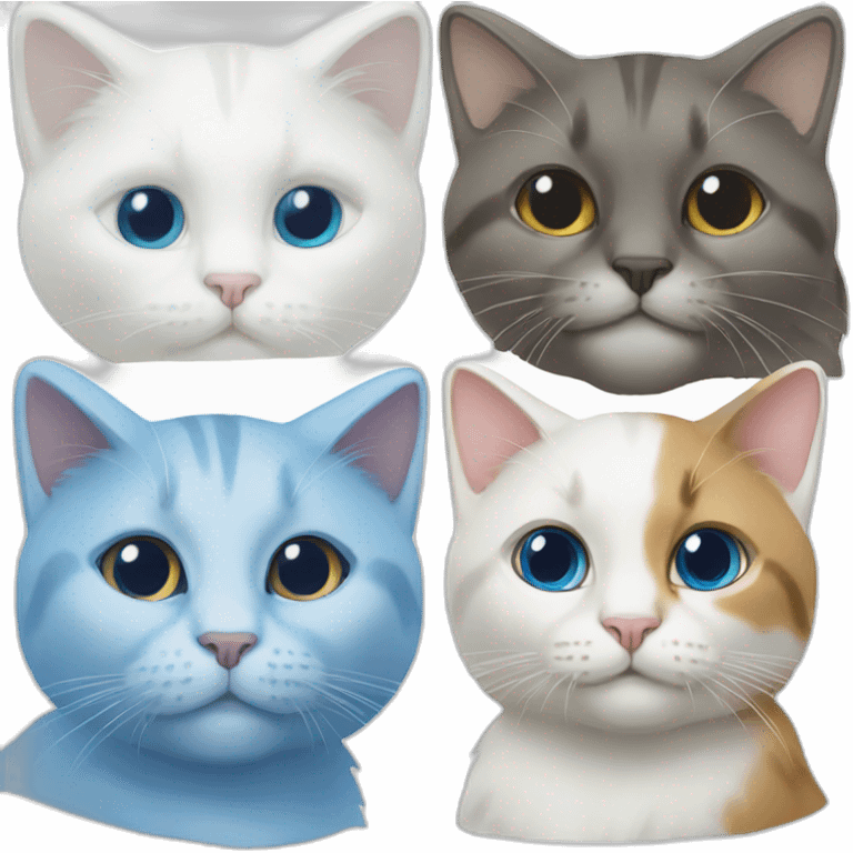 cat, white love and blue love emoji