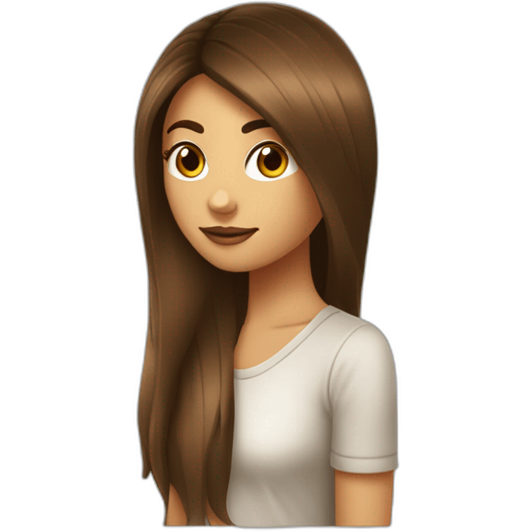 fille long cheuveux marron droit vétement cool emoji