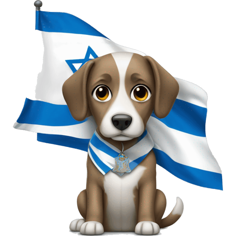 A dog wearing the flag of Israel  emoji