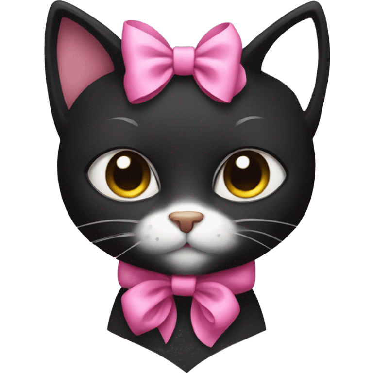 a black cat with a pink bow on the head emoji