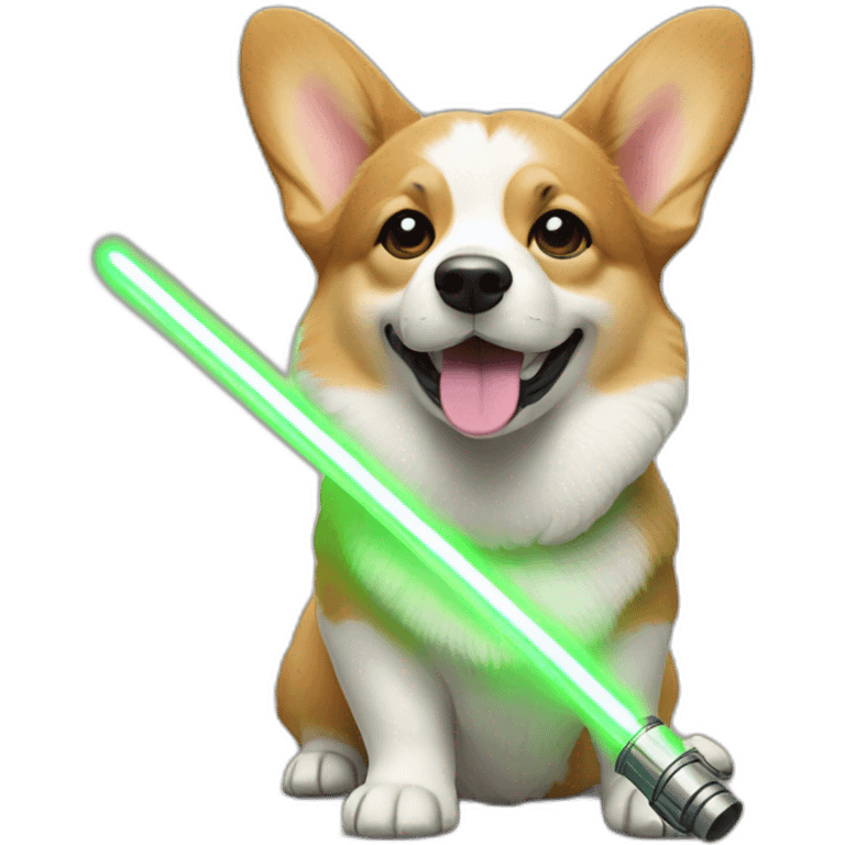 Corgi with light saber green emoji