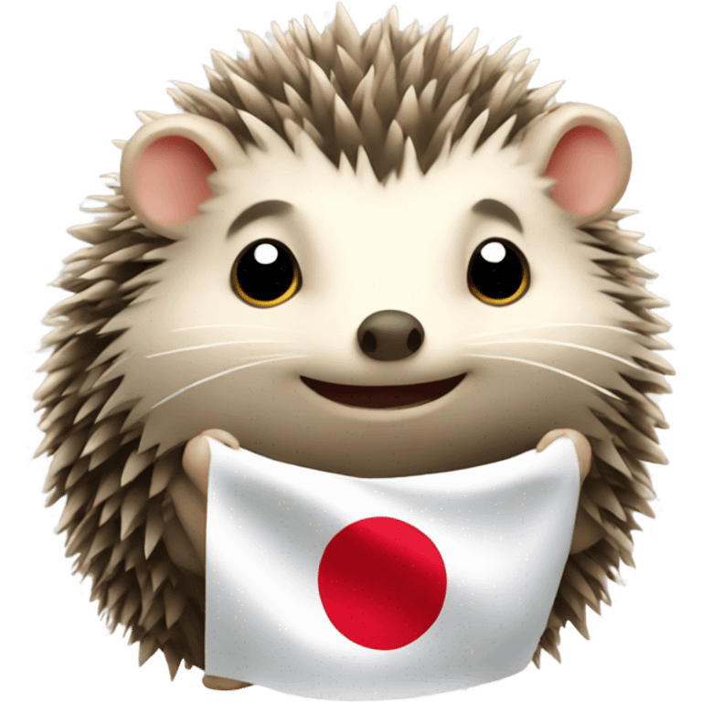 hedgehog with japanese flag emoji