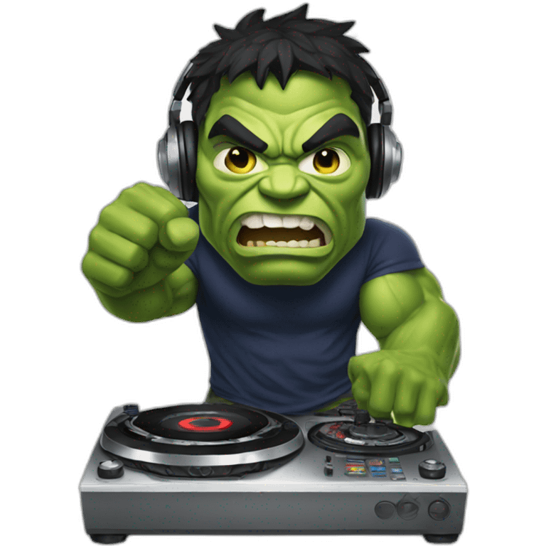 hulk playing dj emoji