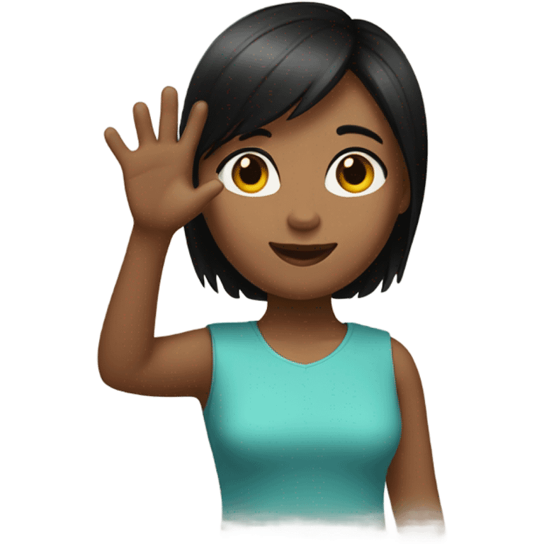 black short hair girl with raised hand emoji