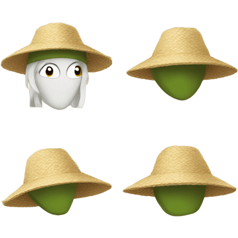 Rice-picking hat emoji