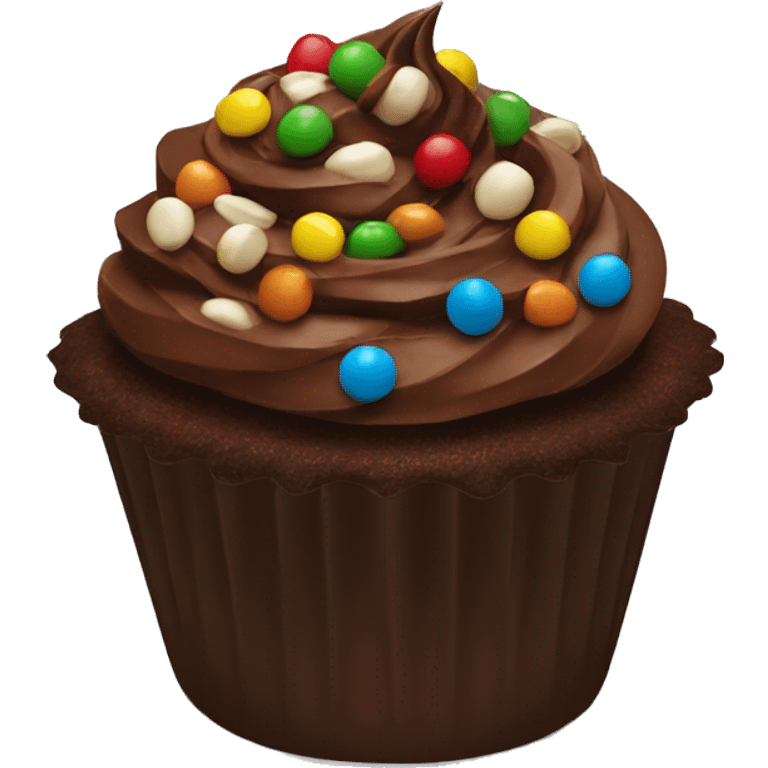 Chocolate cupcake and M&M emoji