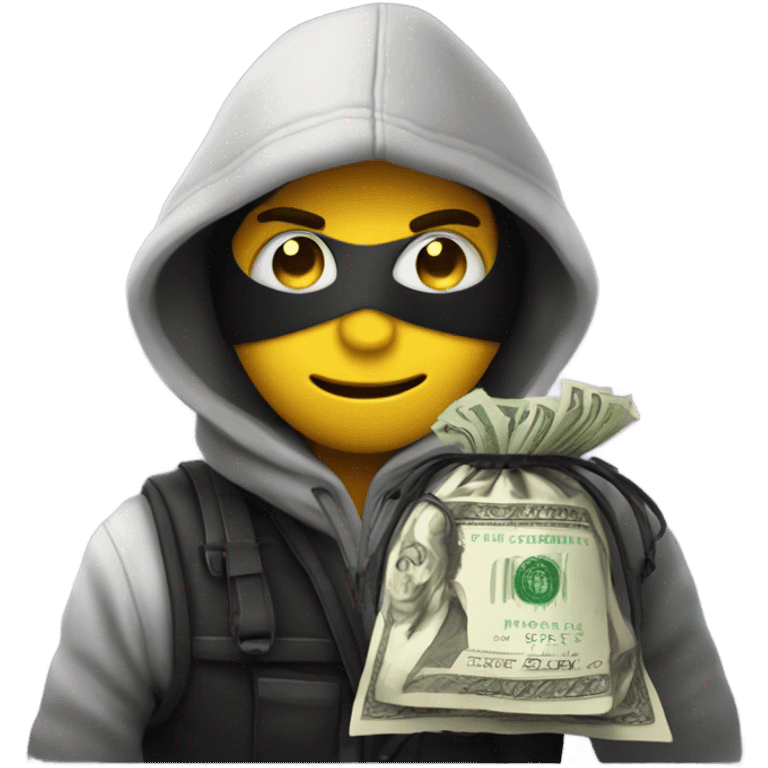 A robber emoji with a bag of money emoji