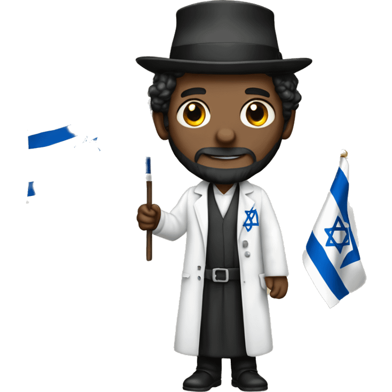 rabbi with Sidelocks holding israel flag doctor  emoji