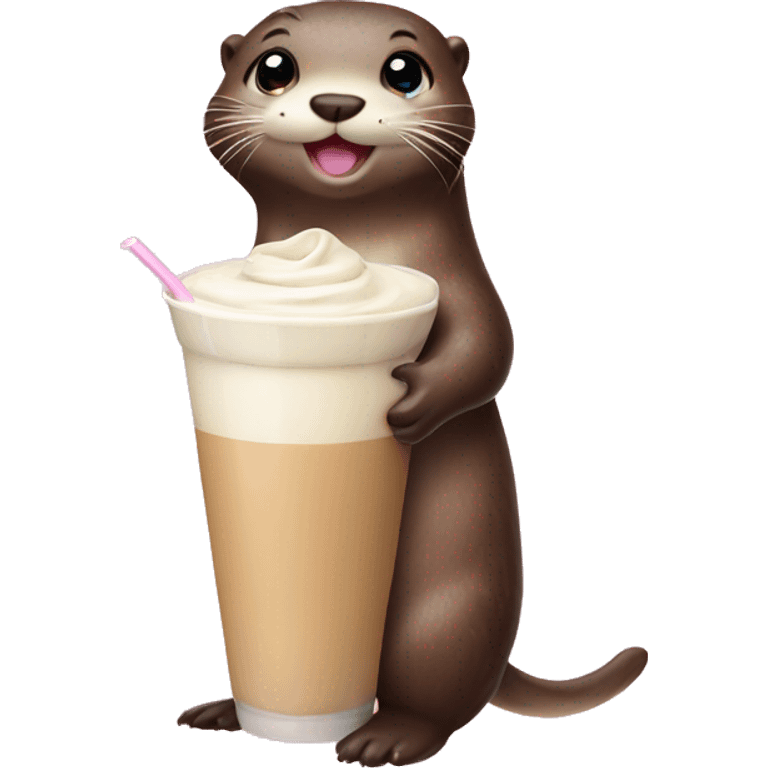 Girl otter with milk shake  emoji