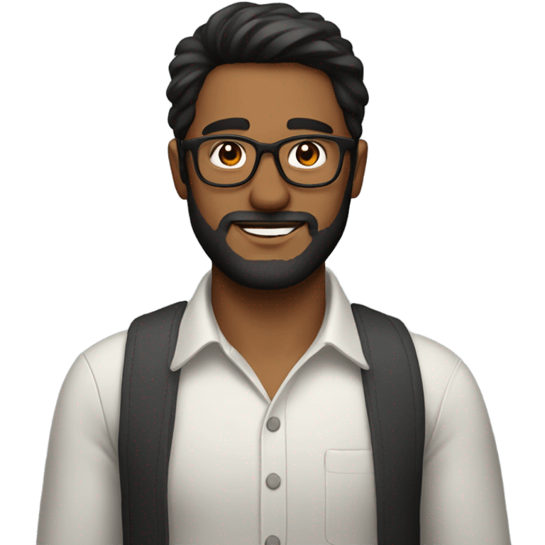 Handsome man with glasses and dark hair and beard mid fou emoji