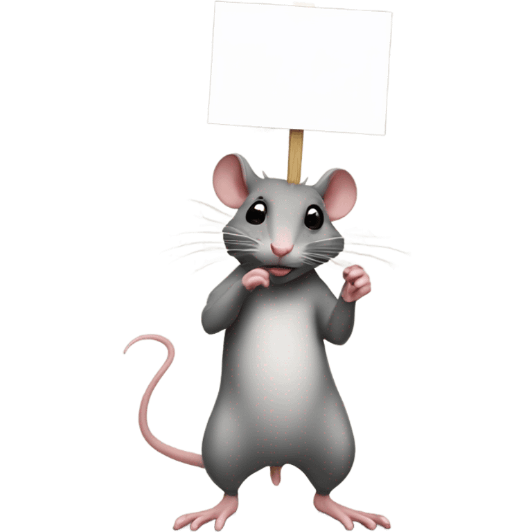 RAT, stands with its right side turned, holds a blank sign emoji