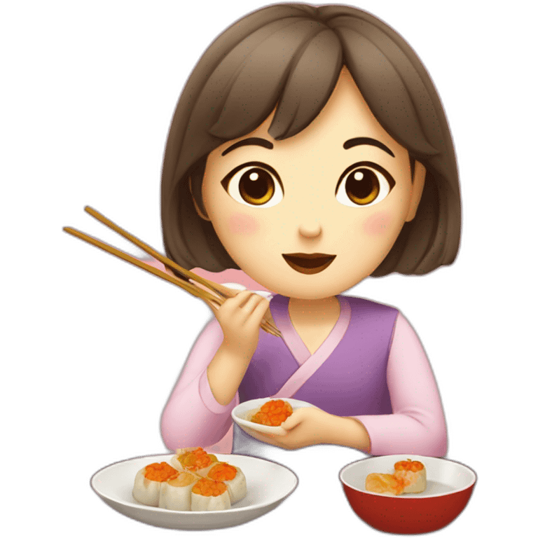 Girl eating dimsum emoji