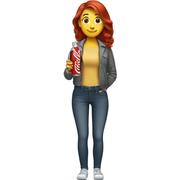 A redhead woman with a Diet Coke emoji