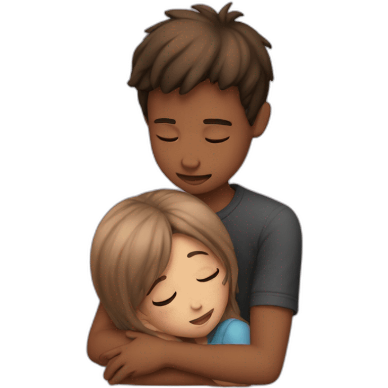 A girl comforting boy emoji