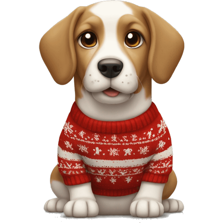 dog wearing a Christmas sweater ￼￼ emoji