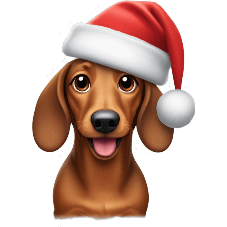 Wiener dog in Santa hat emoji