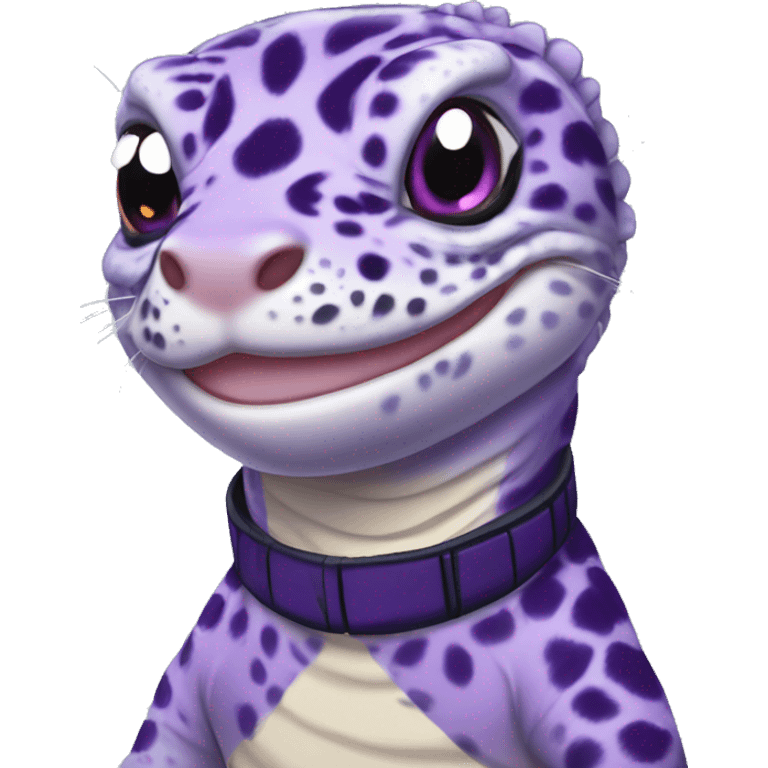 Purple leopard gecko wearing Naruto headband  emoji