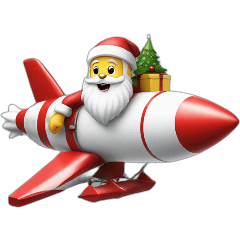 santa claus on the rocket emoji