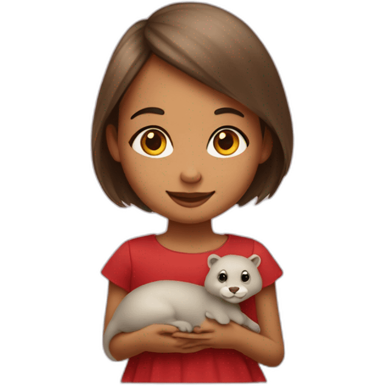 A girl on a loutre with little hearts emoji