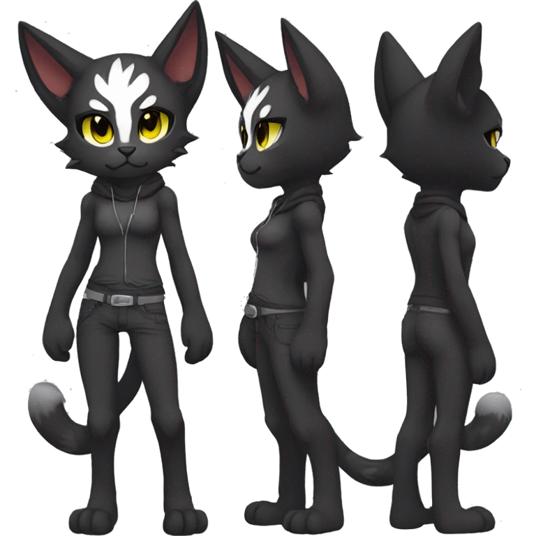 Anthro Dark Edgy Cool Shy Grumpy FurSona Feline Fakemon Full Body emoji