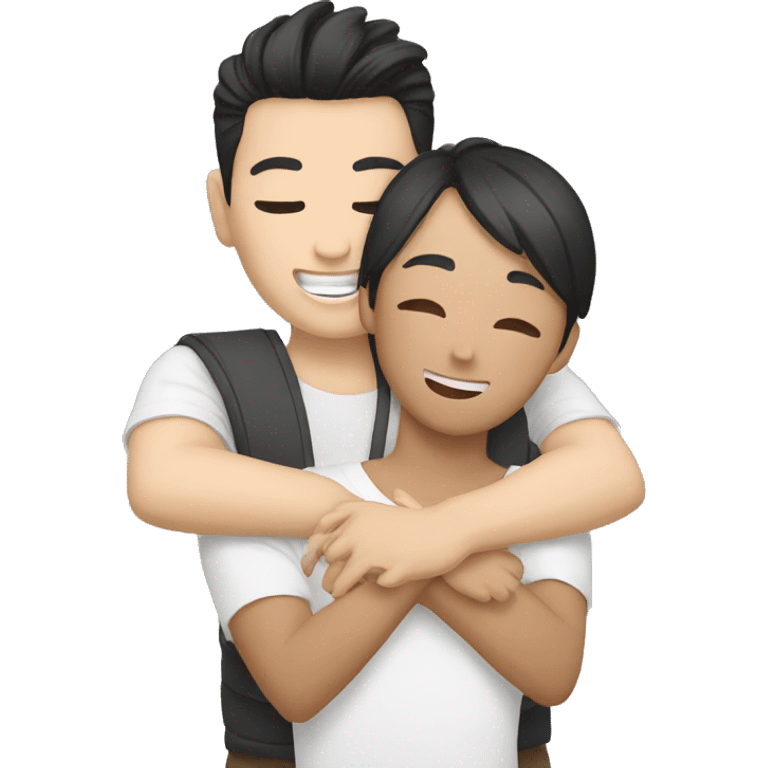 asian and white hug emoji